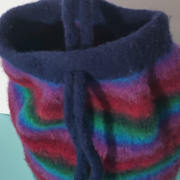 Artisan Hand Crafted Handmade Multi Color Striped Felted Wool Hobo Sling Bag - Picture 2 of 6